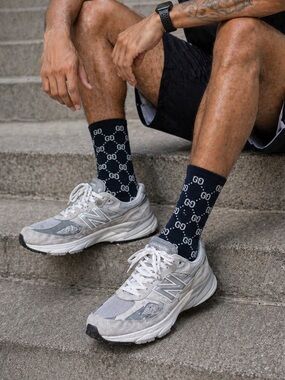 Gucci Blue GG Pattern Crew Socks